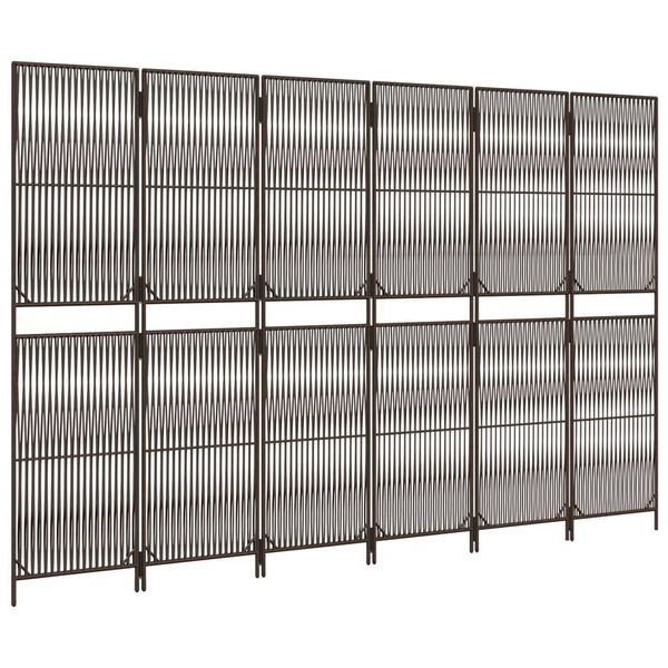 vidaXL Paravent 6-tlg. Braun Poly Rattan