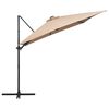 vidaXL Ampelschirm mit LED-Beleuchtung Stahl-Mast 250x250 cm Taupe