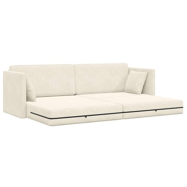 vidaXL Boden-Sofa-Bett 200cm Creme Samt
