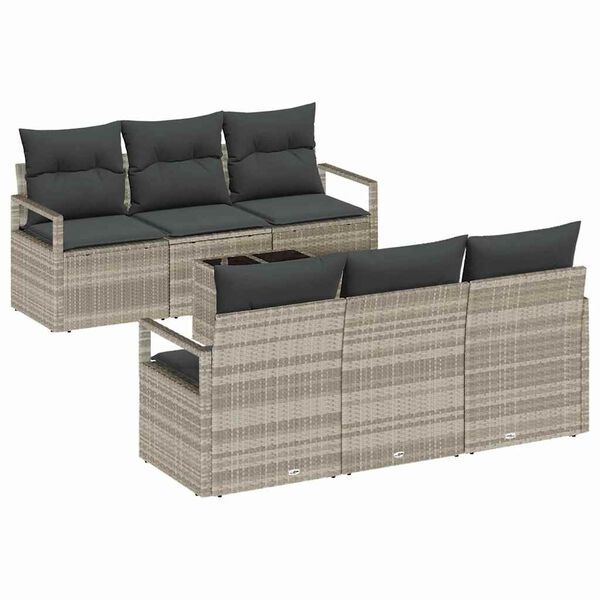 vidaXL Gartensofa-set 7 pcs Hellgrau und Dunkelgrau Poly-Rattan
