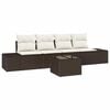 vidaXL Garten-Sofa-Set mit Kissen 5 pcs Braun und Creme Poly-Rattan