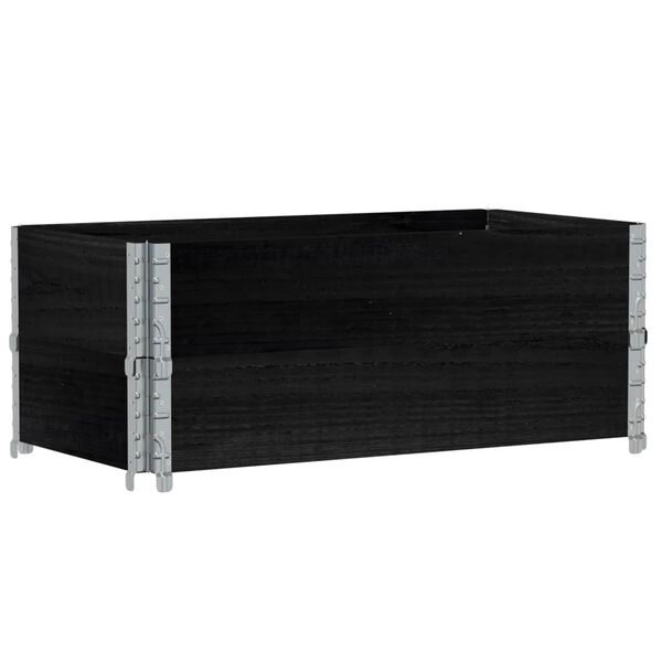 vidaXL Paletten-Aufsatzrahmen 2 Stk. Schwarz 100x50 cm Massivholz