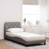 vidaXL Bett mit Matratze Taupe 90x200 cm Stoff