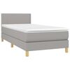 vidaXL Boxspringbett mit Matratze & LED Hellgrau 90x200 cm Stoff