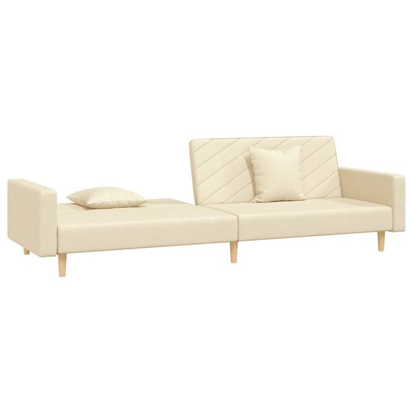 vidaXL Schlafsofa 2-Sitzer mit 2 Kissen Creme Stoff