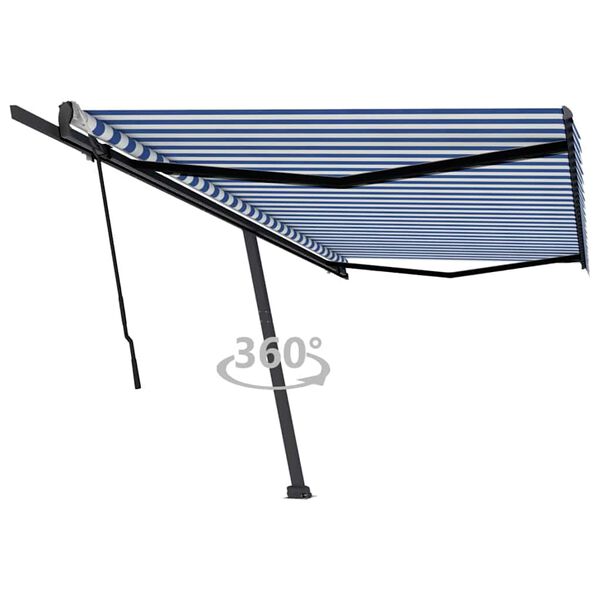 vidaXL Standmarkise Manuell Einziehbar 500x350 cm Blau/Wei&szlig;