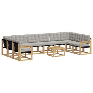 vidaXL Outdoor-Sofagarnitur 11 stk. Wei&szlig; und Hellgrau