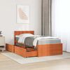 vidaXL Bett mit Schubladen und Matratze Wachsbraun 90x200 Massivholz