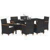 vidaXL Garten Essgruppe 7 pcs Schwarz Poly-Rattan