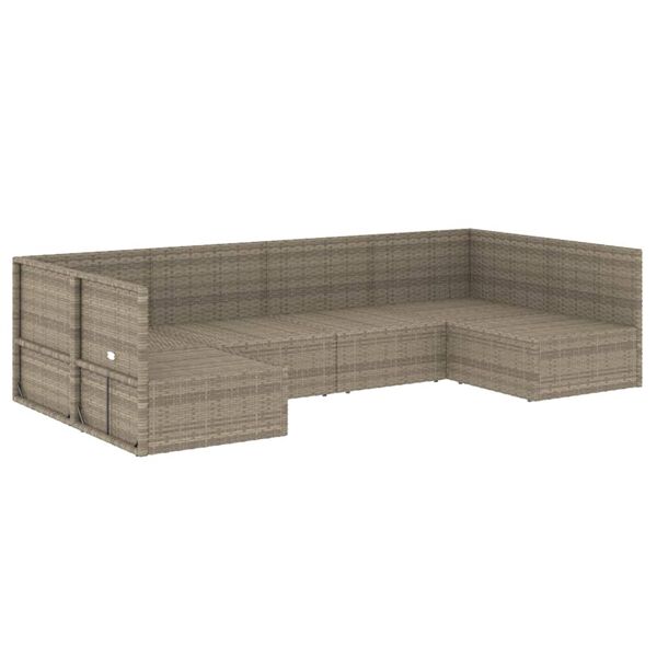 vidaXL 6-tlg. Garten-Lounge-Set mit Kissen Grau Poly Rattan