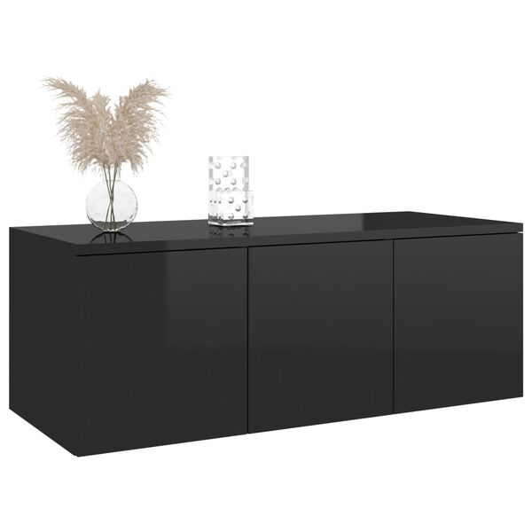 vidaXL TV-Schrank Hochglanz-Schwarz 80x34x30 cm Holzwerkstoff