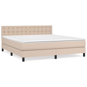 vidaXL Boxspringbett Matratze Cappuccino-Braun 160x200 cm Kunstleder