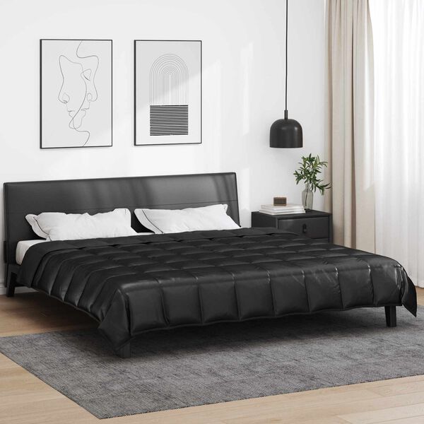 vidaXL Sommerdecke Schwarz 200 x 200 cm Satin und Mikrofaser