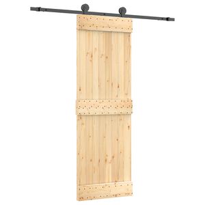 vidaXL Schiebet&uuml;r Nat&uuml;rlich und Schwarz 70 x 210 cm Massivkiefer
