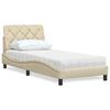 vidaXL Bett mit Matratze Creme 90x200 cm Stoff