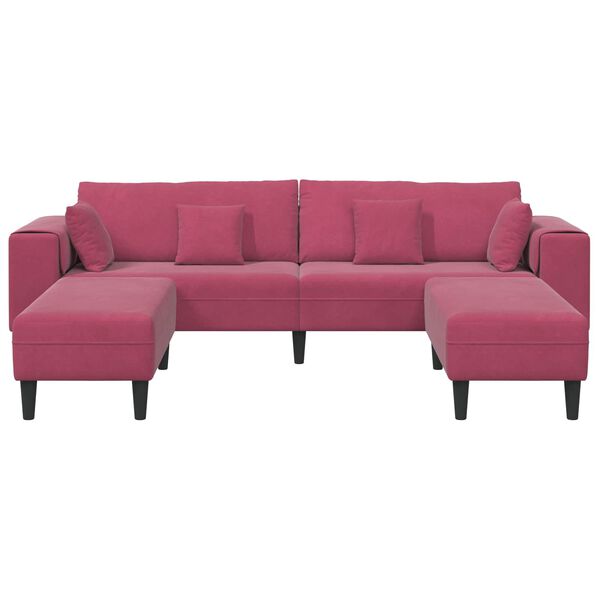 vidaXL Sofa mit Kissen 3 pcs Weinrot Samt
