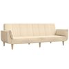 vidaXL Schlafsofa 2-Sitzer mit Hocker & Zwei Kissen Creme Stoff