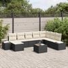 vidaXL Garten-Sofa-Set mit Kissen 8 pcs Schwarz und Creme Poly-Rattan