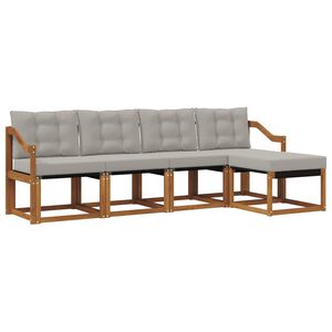 vidaXL Outdoor-Sofagarnitur 5 stk. 5-Sitzer Natur und Hellgrau