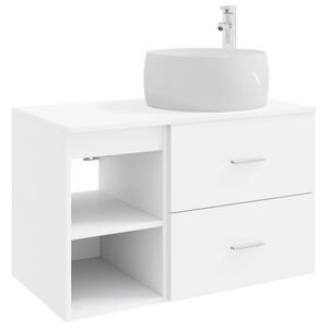 vidaXL Badezimmerm&ouml;bel-Set 2 pcs Wei&szlig; Holzwerkstoff