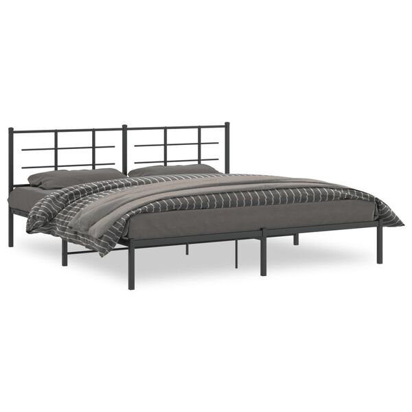 vidaXL Bettgestell mit Kopfteil Metall Schwarz 193x203 cm