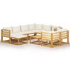 vidaXL 10-tlg. Garten-Lounge-Set mit Auflagen Creme Massivholz Akazie