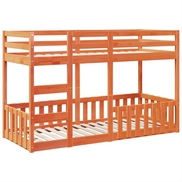 vidaXL Etagenbett Wachsbraun 75x190 cm Massivholz Kiefer