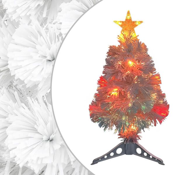 vidaXL K&uuml;nstlicher Weihnachtsbaum mit Beleuchtung Wei&szlig; 64 cm Glasfaser