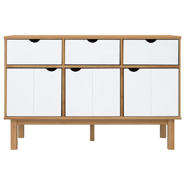 vidaXL Sideboard OTTA Braun&Weiß 114x43x73,5 cm Massivholz Kiefer