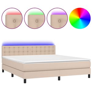 vidaXL Boxspringbett mit Matratze & LED Cappuccino-Braun 160x200cm