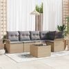 vidaXL Gartensofa-set mit Kissen 6 pcs Beige Poly-Rattan