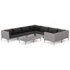 vidaXL 9-tlg. Garten-Lounge-Set mit Kissen Poly Rattan Dunkelgrau