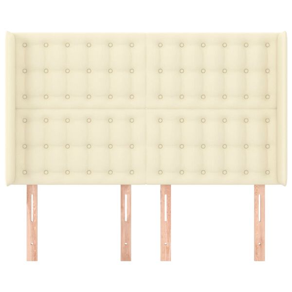 vidaXL Kopfteil mit Ohren Creme 147x16x118/128 cm Kunstleder