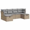 vidaXL 6-tlg. Garten-Sofagarnitur mit Kissen Beige Poly Rattan