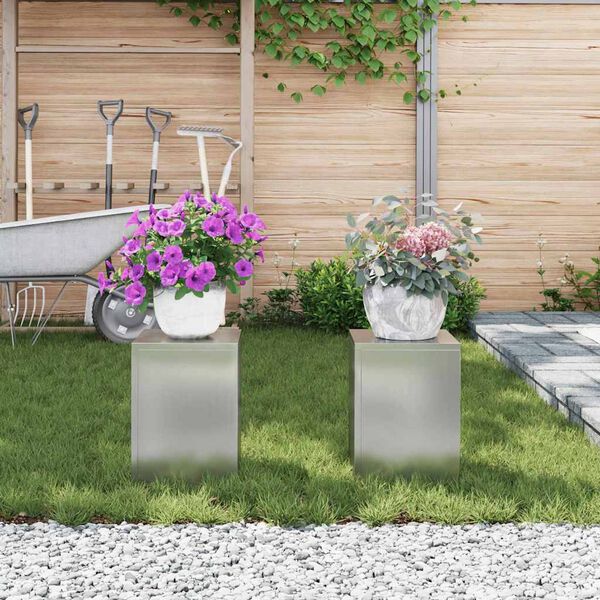 vidaXL Pflanzenst&auml;nder 2 pcs Silber 24 x 24 x 35 cm Verzinkter Stahl
