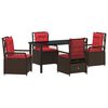 vidaXL Garten Essgruppe 5 Stk. Braun Poly-Rattan