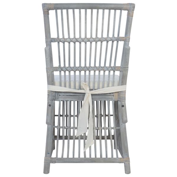 vidaXL Esszimmerst&uuml;hle mit Kissen 2 Stk. Grau Nat&uuml;rliches Rattan