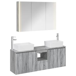vidaXL Badezimmerschrank-Set 4 stk. Grau Sonoma Holzwerkstoff