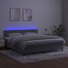 vidaXL Boxspringbett mit Matratze & LED Hellgrau 160x200 cm Samt