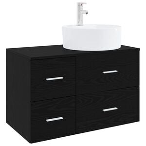 vidaXL Badezimmerm&ouml;bel-Set 2 stk. Schwarze Eiche Holzwerkstoff
