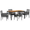 vidaXL Garten Essgruppe 5 stk. Schwarz Poly-Rattan