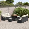 vidaXL Gartensofa-set mit Kissen 9 pcs Schwarz Poly-Rattan