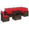 vidaXL 7-teiliges Gartensofa-Set mit Kissen, braun, Polyrattan
