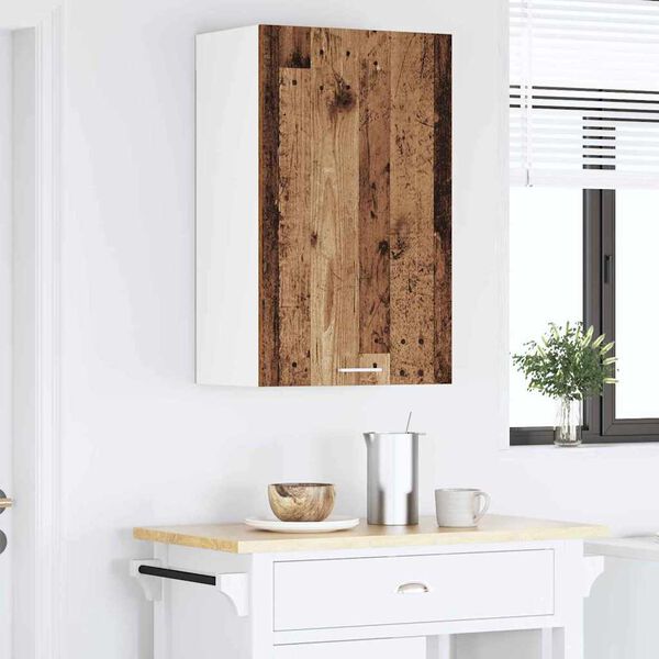 vidaXL H&auml;ngeschrank Altes Holz und Wei&szlig; 50 x 31 x 80 cm Holzwerkstoff