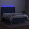 vidaXL Boxspringbett mit Matratze & LED Blau 140x190 cm Stoff