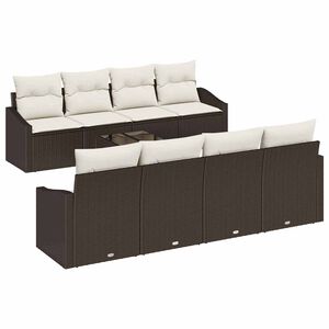 vidaXL Sofa Set 7 stk. Braun und Creme Poly-Rattan
