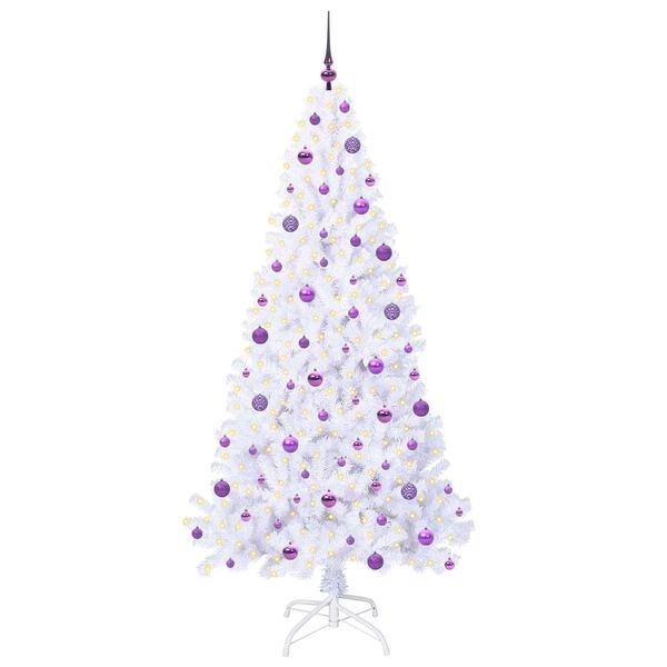 vidaXL K&uuml;nstlicher Weihnachtsbaum Wei&szlig; 210 cm PVC und Stahl