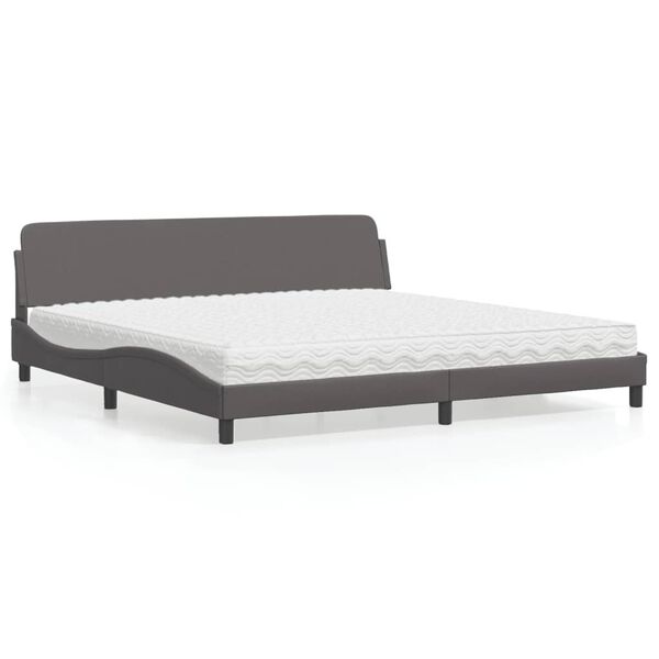 vidaXL Bett mit Matratze "Dover" Grau 200x200 cm Kunstleder