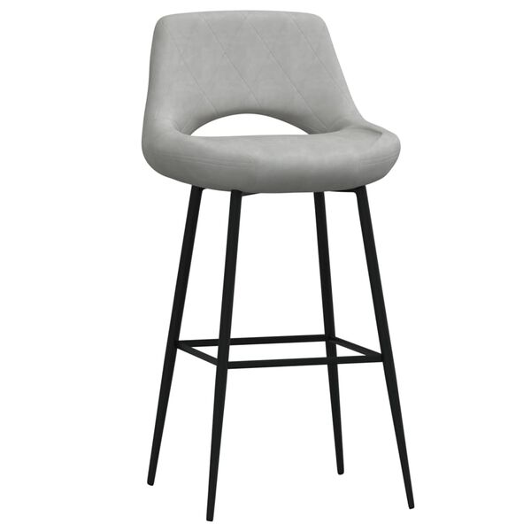 vidaXL Barhocker 2 Stk. Hellgrau Samt