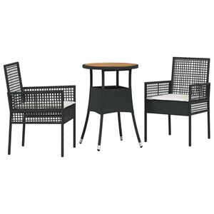 vidaXL Garten Essgruppe 3 pcs Schwarz Poly-Rattan